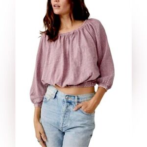 NWT Free People : We The Free : Parfait Bubble Off The Shoulder Crop Size Small